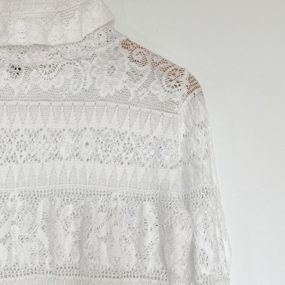 Anthropologie Load NY Off-white Crochet & Lace Turtleneck Blouse - Picture 4 of 10